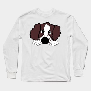 english springer spaniel liver white peeking cartoon Long Sleeve T-Shirt